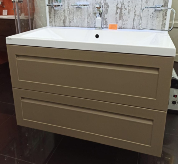 Тумба с раковиной подвесная Art&Max Platino AM-Platino-900-2C-SO-CM 90 см капучино фото