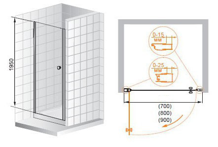 Душевая дверь Cezares Elena ELENA-B-1-90-C-Cr 90 см фото