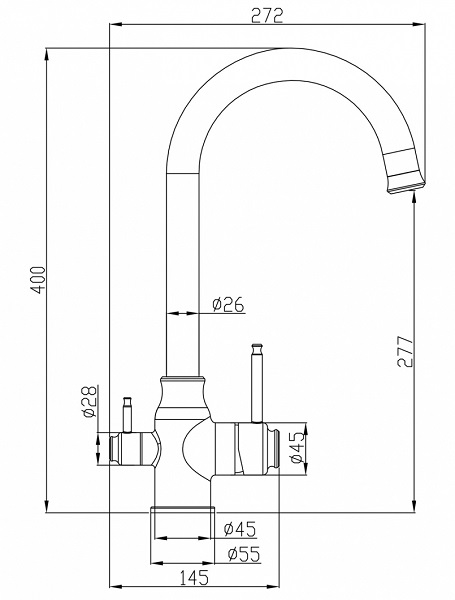 Смеситель для кухни под фильтр Zorg Steel Hammer SH 763 INOX BRONZE PVD фото