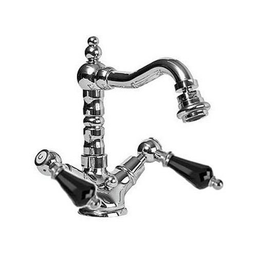 Смеситель для биде двухвентильный Cezares Diamond DIAMOND-BS2-01-Sw-N хром/swarovski Nero фото