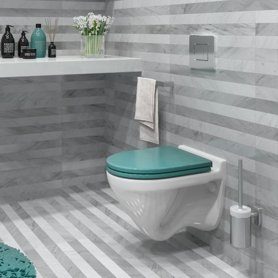 Унитаз подвесной Sanita luxe Attica Color Sea с сиденьем soft close ATCSLWH0112 фото