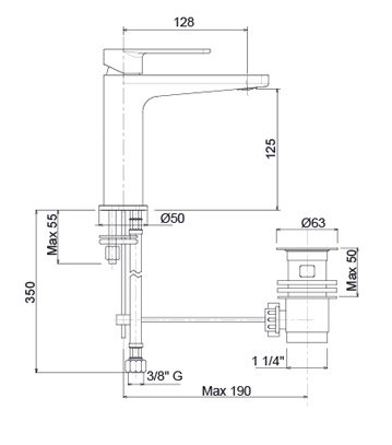 Смеситель для раковины Cezares Tirreno TIRRENO-LSM1-01-W0 без донного клапана фото
