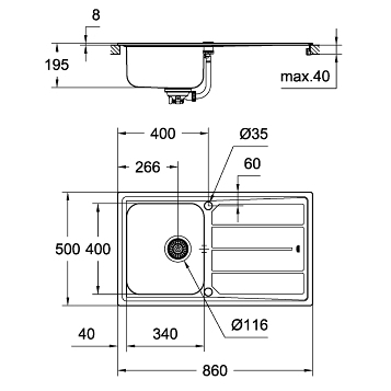 Мойка кухонная со смесителем Grohe K500 Minta 31573SD0 фото