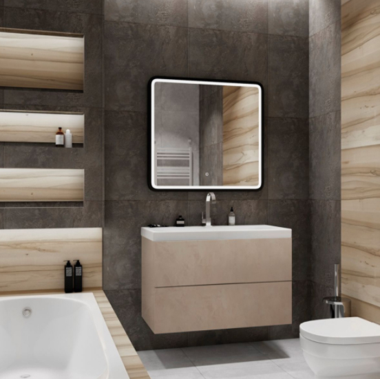 Тумба с раковиной подвесная Art&Max Verona-Push AM-Verona-Push-900-2C-SO-St  90 см Камень светлый фото