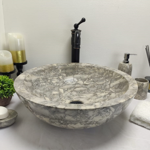 Раковина из мрамора Indo Bowl Grey Doreng Medium BM-00031 фото
