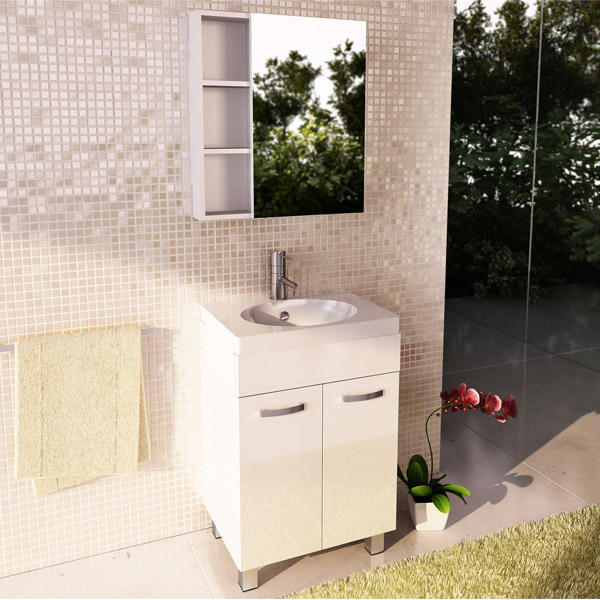 Тумба Comforty Чезана-60 белая с раковиной Eggo 60/Next 60 фото