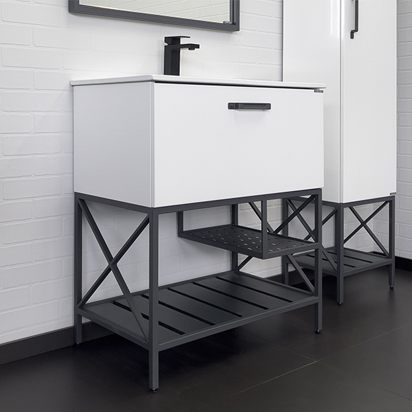 Тумба-умывальник Comforty Бредфорд-75 белый/графит с раковиной Comforty 75E 00-00013442CF фото