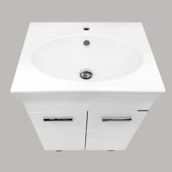 Тумба Comforty Чезана-60 белая с раковиной Eggo 60/Next 60 фото