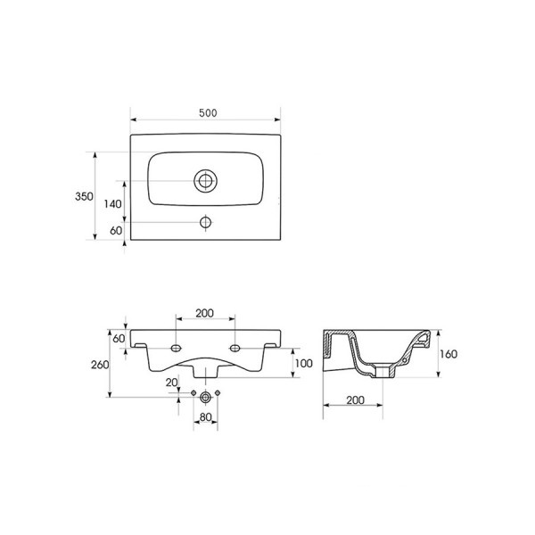 Подвесная раковина Jorno Moduo Slim P-UM-MOD5OSL/1 50 см фото