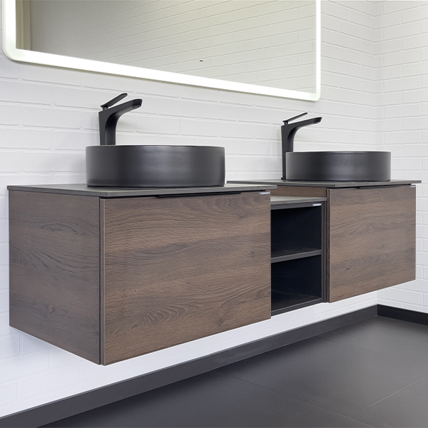 Тумба с раковиной Comforty Портленд-150 со столешницей Калакатта Блэк 00-00013790 фото