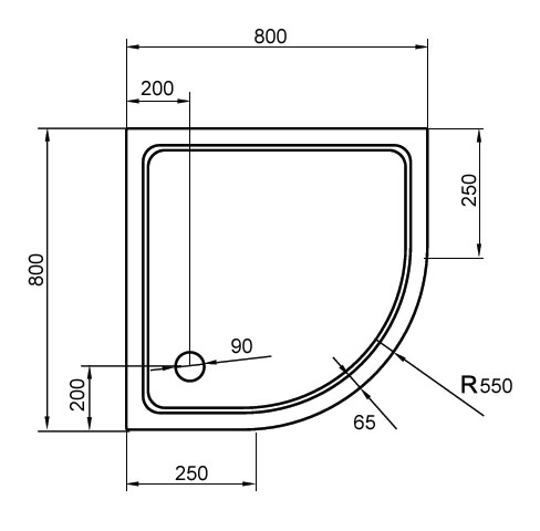 Поддон для душа Cezares SMC TRAY-M-R-80-550-35-W 80х80 фото