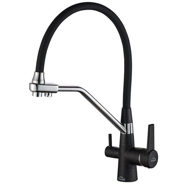 Смеситель для кухни кухни с фильтром для воды Zorg Steel Hammer SH 903-6 BLACK CR фото