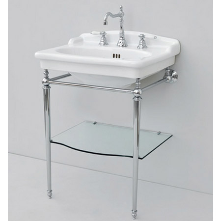 Раковина с металлической консолью Artceram Hermitage HEL002 01 00/ EE11 bi*1+HEA015 71 cr фото