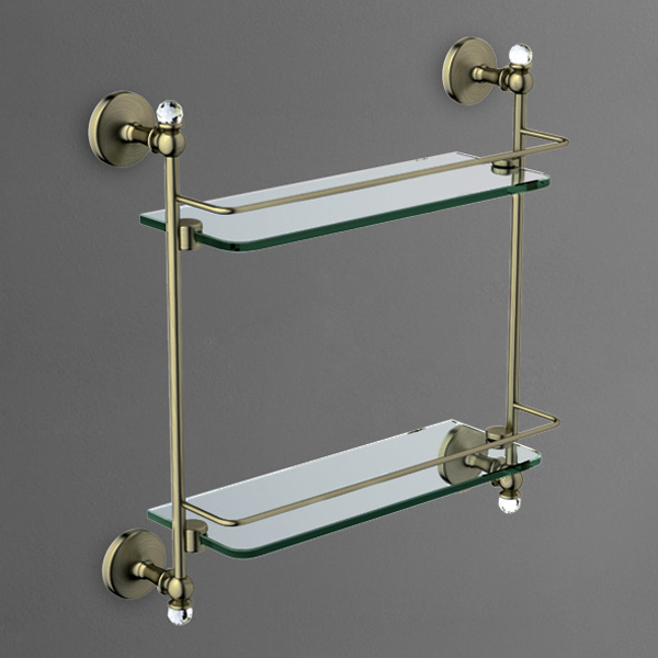 Двойная стеклянная полка Art&Max Antic Crystal AM-E-2682BSJ-Br бронза фото