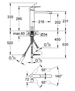 Смеситель для кухни с клапаном для посудомоечной машины Grohe Eurostyle Cosmopolitan 31153002 фото