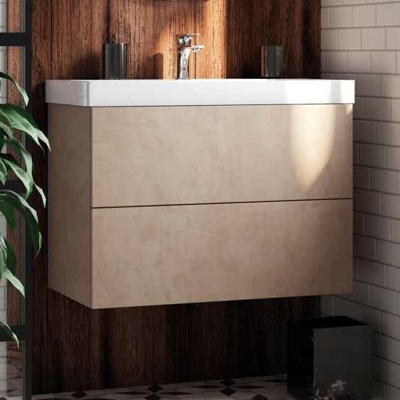 Тумба с раковиной подвесная Art&Max Verona-Push AM-Verona-Push-900-2C-SO-St  90 см Камень светлый фото