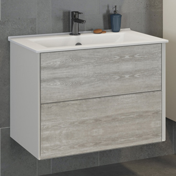 Тумба Comforty Женева-75 дуб белый с раковиной Comforty 75E фото