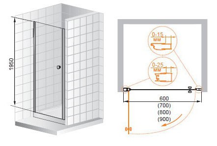 Душевая дверь Cezares Elena ELENA-B-1-60-P-Cr-L 60 см L фото