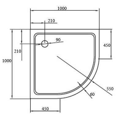 Поддон для душа Cezares Tray TRAY-A-R-100-550-15-W 100х100 фото