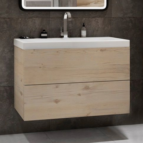 Тумба с раковиной подвесная Art&Max Verona-Push AM-Verona-Push-1000-2C-SO-GP-TS 100 см Гаскон Пайн Светлый фото