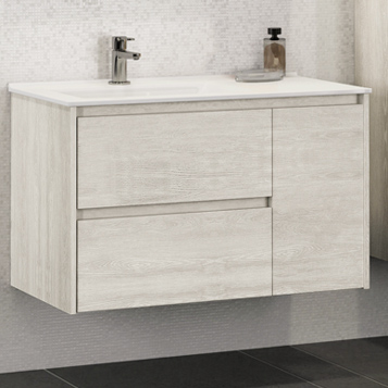 Тумба Comforty Бремен-90 дуб белый с раковиной Comforty 9090EL фото