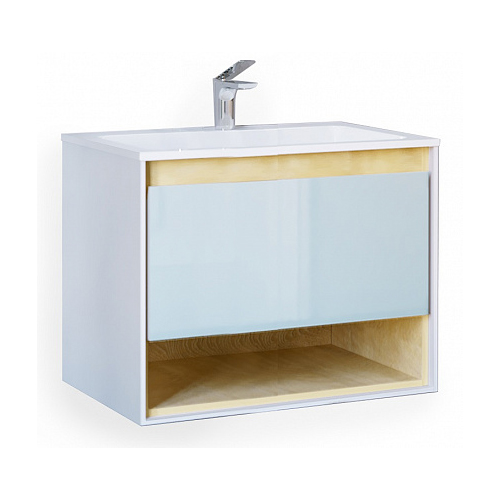 Тумба с раковиной Jorno Glass Gla.01.77/P/W 77 см фото