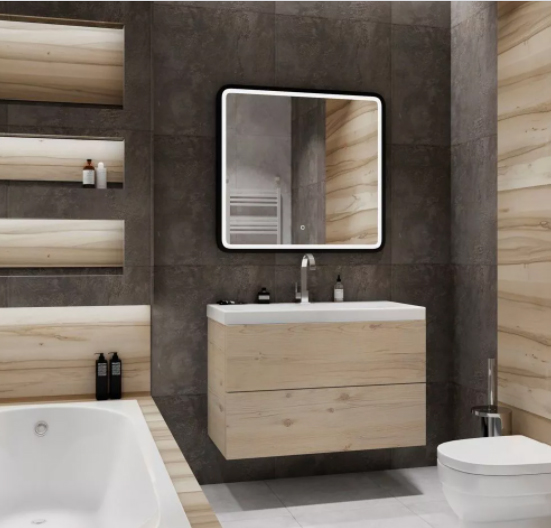 Тумба с раковиной подвесная Art&Max Verona-Push AM-Verona-Push-1000-2C-SO-GP-TS 100 см Гаскон Пайн Светлый фото