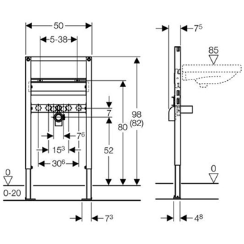 Инсталляция для подвесного умывальника низкая Geberit Duofix 111.490.00.1 (82-98 см) фото