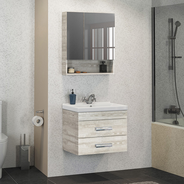 Тумба Comforty Никосия-60П дуб белый с раковиной Fest 60 F01 фото
