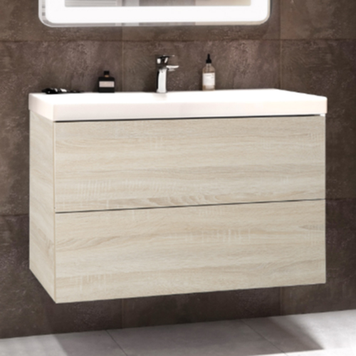 Тумба с раковиной подвесная Art&Max Verona-Push AM-Verona-Push-900-2C-SO-RS-TS 90 см Дуб Сонома светлый фото