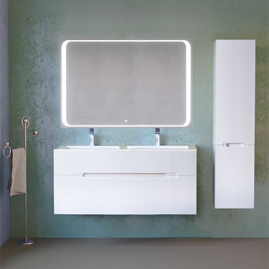 Тумба с двойной раковиной Jorno Modul Mоl.01.122/P/W 120 см фото