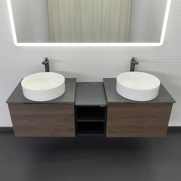 Тумба с раковиной Comforty Портленд-150 со столешницей Калакатта Блэк 00-00013687 фото