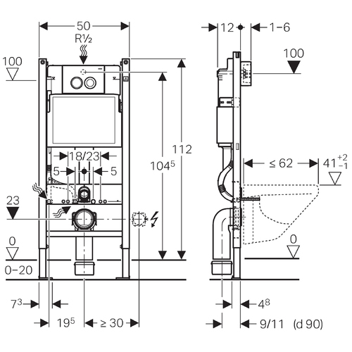 Инсталляция для подвесного унитаза Geberit Duofix 458.124.21.1 3 в 1 с кнопкой смыва Delta 21 фото