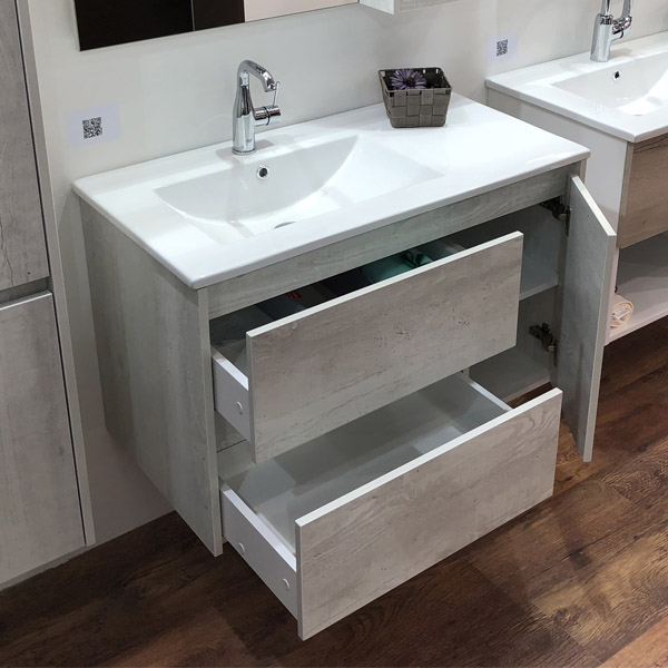 Тумба Comforty Бремен-90 дуб белый с раковиной Comforty 9090EL фото