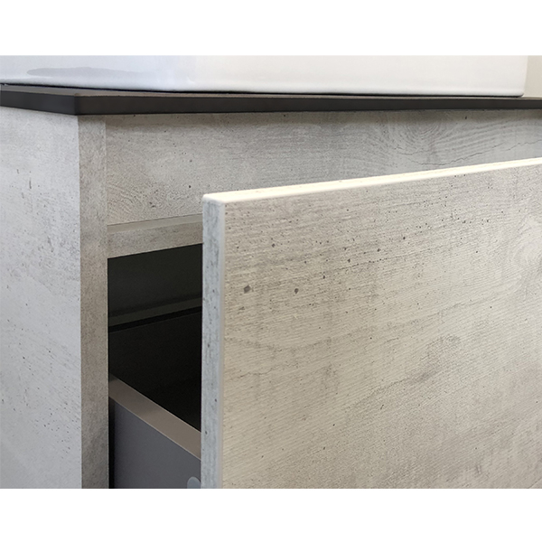 Тумба-умывальник Прага-120 дуб белый с графитовой столешницей 00-00014535, с раковиной COMFORTY 9055RA-50 фото