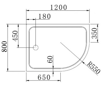 Поддон для душа Cezares Tray TRAY-A-RH-120/80-550-15-W-R 120х80 R фото
