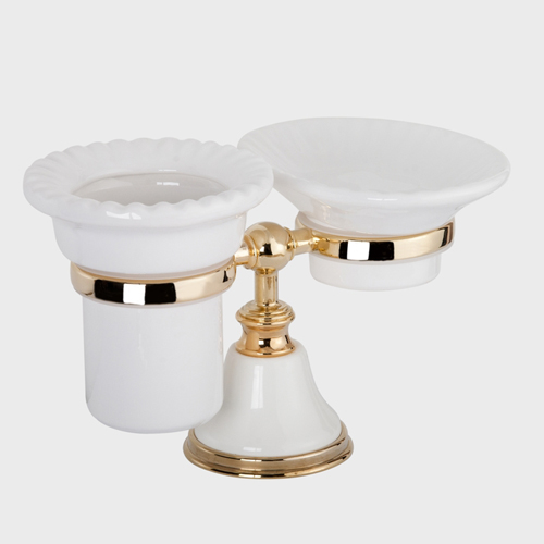 Настольный держатель с мыльницей и стаканом Tiffany World Harmony TWHA141bi/oro фото