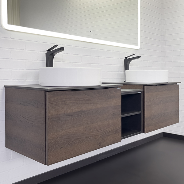 Тумба с раковиной Comforty Портленд-150 со столешницей Калакатта Блэк 00-00013687 фото