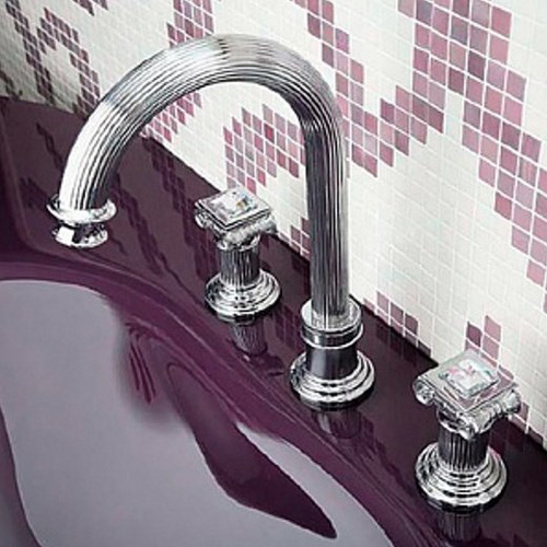 Высокий смеситель для раковины двухвентильный Cezares Olimp OLIMP-BLS2-A-01-Sw хром/swarovski фото