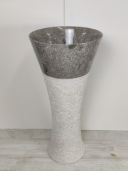 Раковина напольная из мрамора Pedestal Cream/Greey MN-390 (40*40*90см) фото