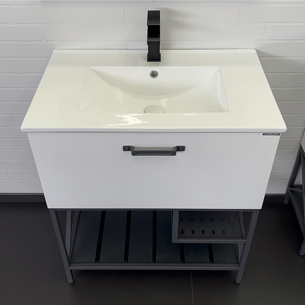 Тумба-умывальник Comforty Бредфорд-75 белый/графит с раковиной Comforty 75E 00-00013442CF фото