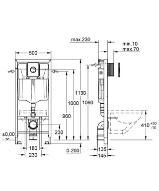 Инсталляция для подвесного унитаза 4 в 1 Grohe Rapid SL 38813001 с кнопкой фото