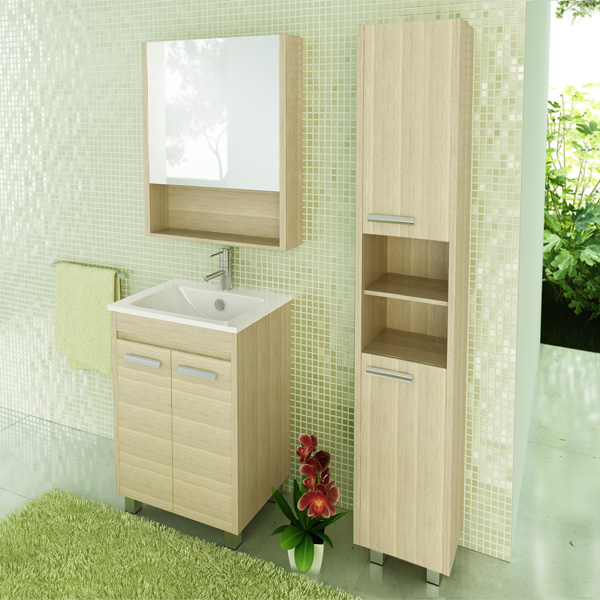 Тумба Comforty Марио-60 сосна лоредо с раковиной Quadro 60 фото