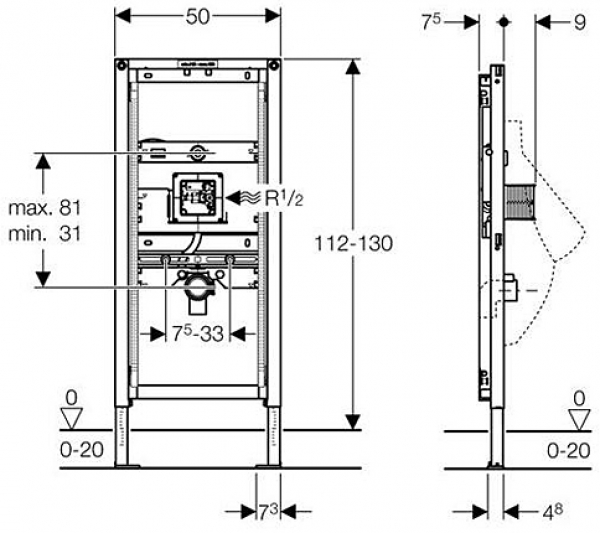 Инсталляция для писсуара со скрытым распознаванием Geberit Duofix 111.689.00.1 фото