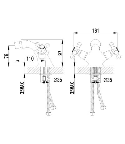 Смеситель для биде двухвентильный Lemark Vintage LM2808B фото