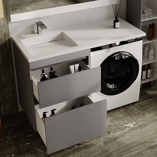 Тумба под стиральную машину подвесная Style Line Даллс Леон 120 Люкс Plus СС-00002451 серая фото