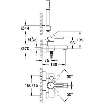 Смеситель для ванны с душем с душевым гарнитуром Grohe Lineare New 33850001 фото