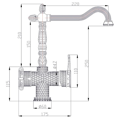 Смеситель для кухни кухни с фильтром для воды Zorg Antic A 50 KF-BR фото