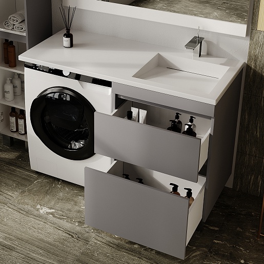 Тумба под стиральную машину подвесная Style Line Даллс Леон 120 Люкс Plus СС-00002451 серая фото