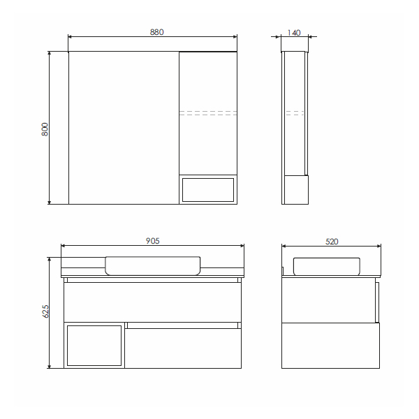 Тумба-умывальник Прага-90 00-00014424 дуб белый с графитовой столешницей 00-00014424, с раковиной COMFORTY T-Y9378 фото